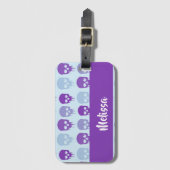 Purple and blue melting skulls pattern gepäckanhänger (Vorderseite Vertikal)