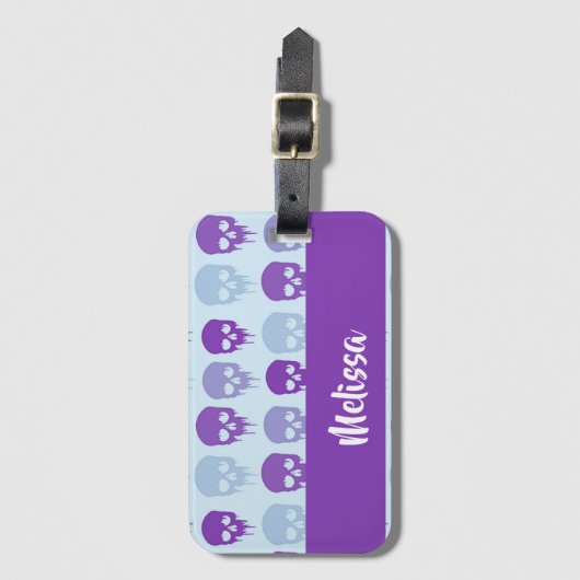 Purple and blue melting skulls pattern gepäckanhänger (Vorderseite Vertikal)