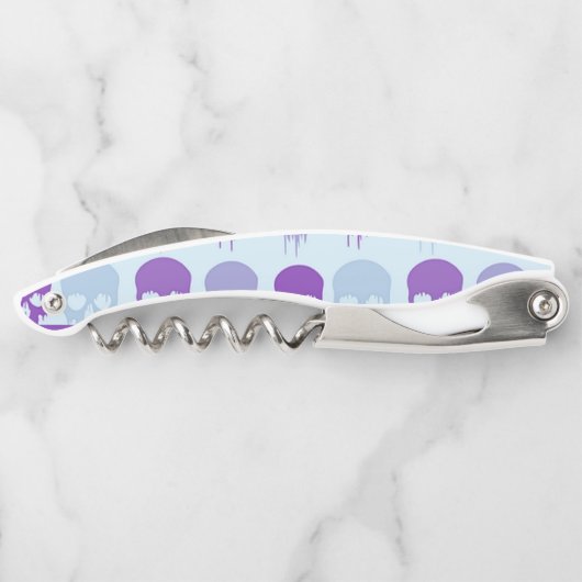 Purple and blue melting skulls pattern kellnermesser (Rückseite)