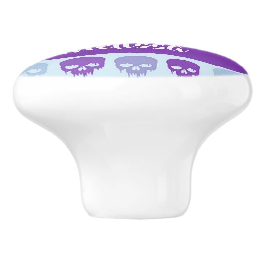 Purple and blue melting skulls pattern keramikknauf (Seitenansicht)