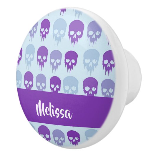 Purple and blue melting skulls pattern keramikknauf (Rechts)