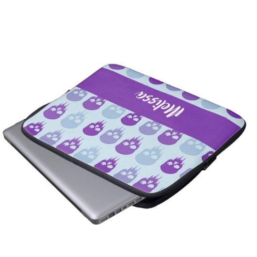 Purple and blue melting skulls pattern laptopschutzhülle (Vorne Knopf)