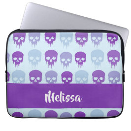 Purple and blue melting skulls pattern laptopschutzhülle