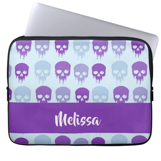 Purple and blue melting skulls pattern laptopschutzhülle (Vorderseite)