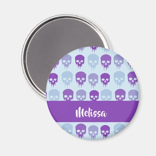 Purple and blue melting skulls pattern magnet (Vorderseite/Rückseite)