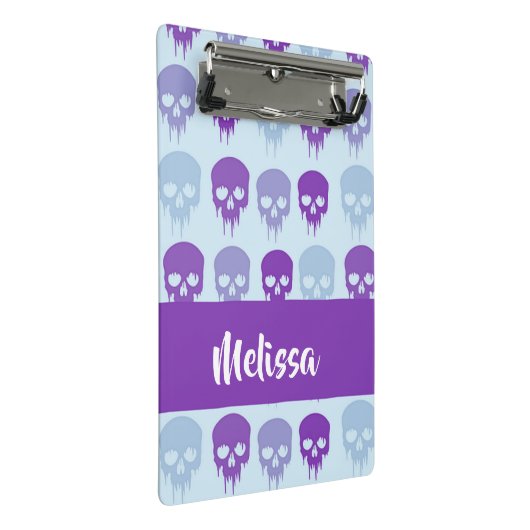 Purple and blue melting skulls pattern mini klemmbrett (Schrägansicht)
