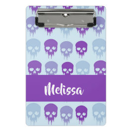Purple and blue melting skulls pattern mini klemmbrett