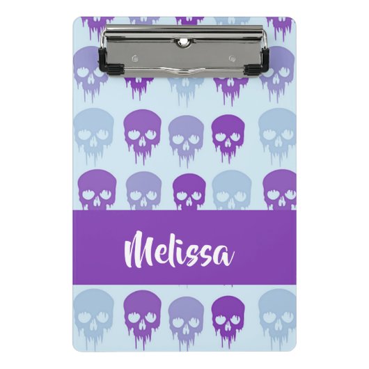 Purple and blue melting skulls pattern mini klemmbrett (Vorderseite)