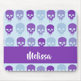 Purple and blue melting skulls pattern mousepad