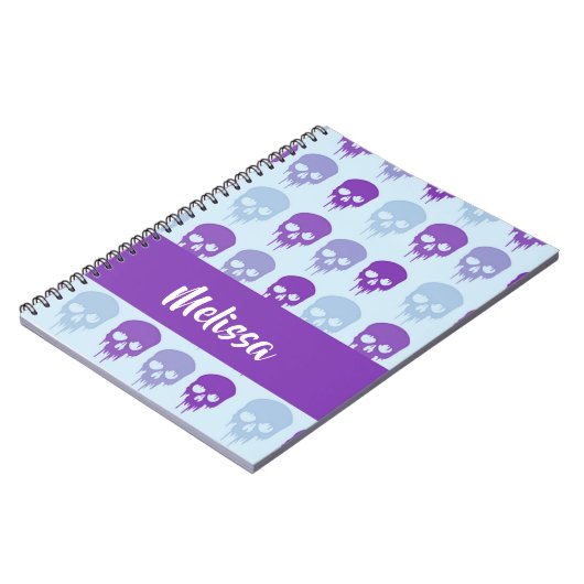 Purple and blue melting skulls pattern notizblock (Linke Seite)