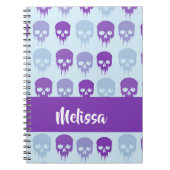 Purple and blue melting skulls pattern notizblock (Vorderseite)