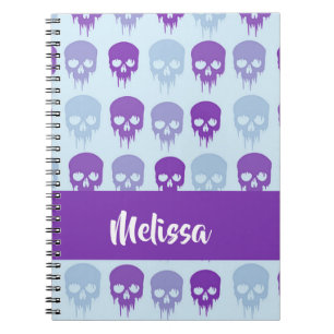 Purple and blue melting skulls pattern notizblock