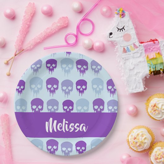 Purple and blue melting skulls pattern pappteller (Party)