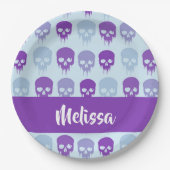 Purple and blue melting skulls pattern pappteller (Vorderseite)