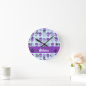 Purple and blue melting skulls pattern runde wanduhr (Zuhause)