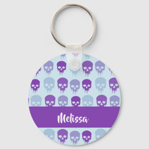 Purple and blue melting skulls pattern schlüsselanhänger