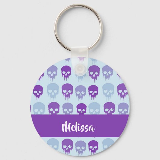 Purple and blue melting skulls pattern schlüsselanhänger (Vorderseite)