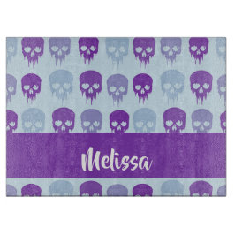 Purple and blue melting skulls pattern schneidebrett