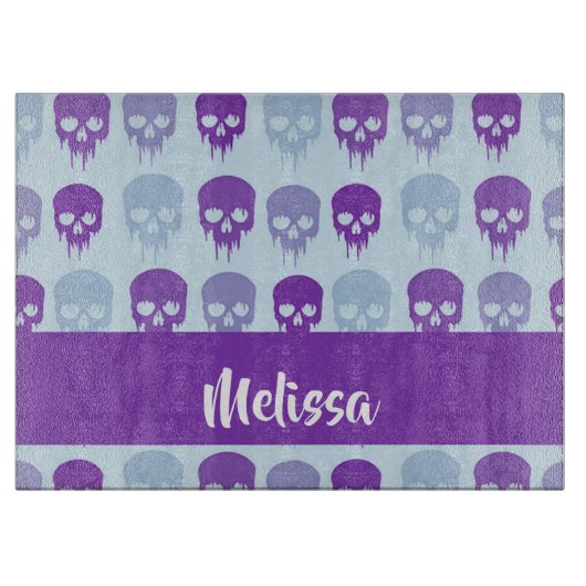 Purple and blue melting skulls pattern schneidebrett (Vorderseite)