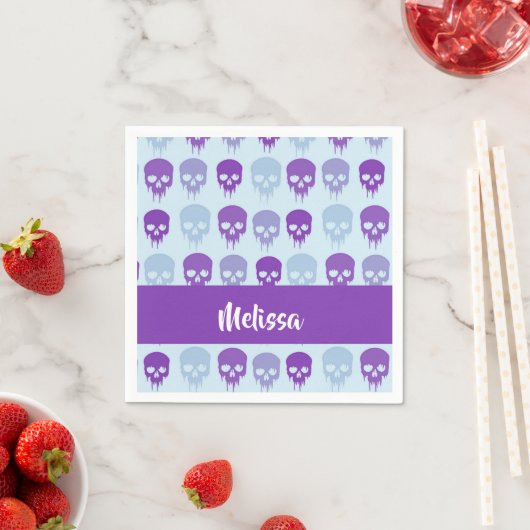 Purple and blue melting skulls pattern serviette (Beispiel)