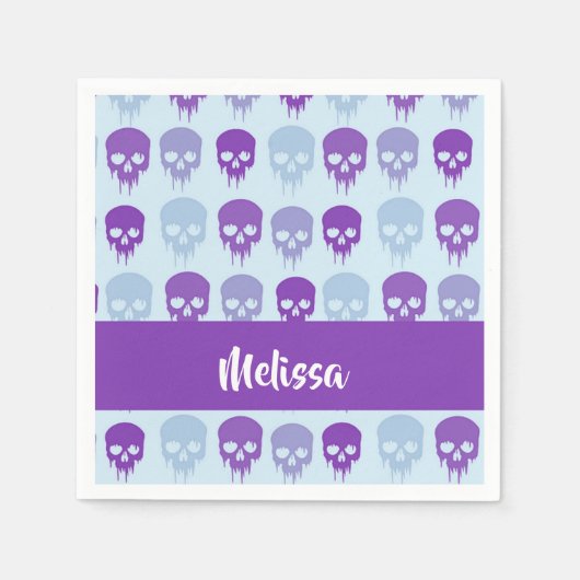 Purple and blue melting skulls pattern serviette (Vorderseite)
