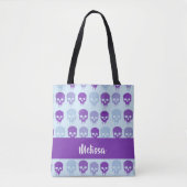 Purple and blue melting skulls pattern tasche (Vorderseite)