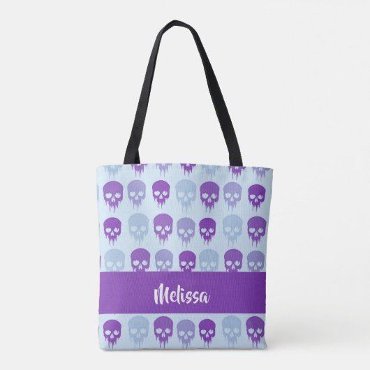 Purple and blue melting skulls pattern tasche (Rückseite)