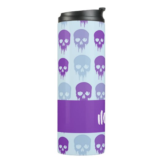 Purple and blue melting skulls pattern thermosbecher (Nach links gedreht)