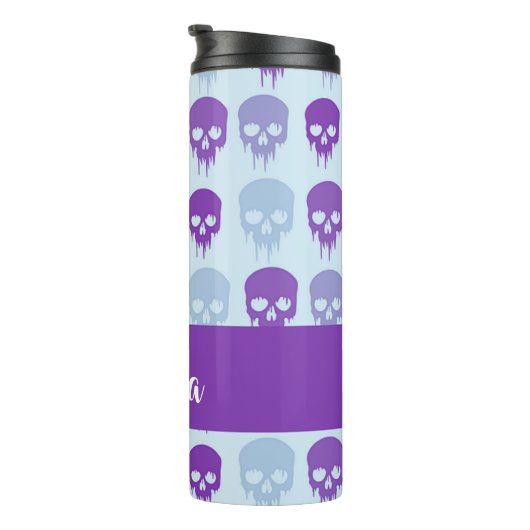 Purple and blue melting skulls pattern thermosbecher (Nach rechts gedreht)