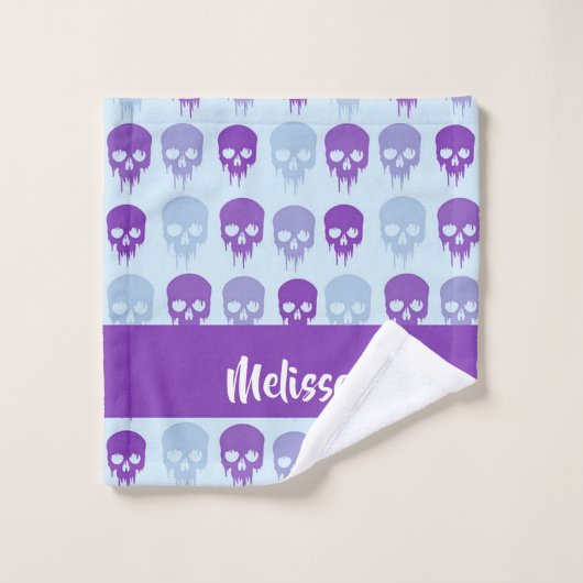 Purple and blue melting skulls pattern waschlappen (Waschlappen)