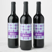 Purple and blue melting skulls pattern weinetikett (Flaschen)