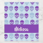 Purple and blue melting skulls pattern weinetikett (Einzelnes Label)