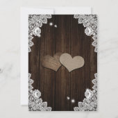 Purple and Blue Rustic Floral Lace Wood Wedding Einladung (Rückseite)