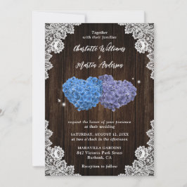 Purple and Blue Rustic Floral Wedding Einladung