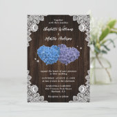 Purple and Blue Rustic Floral Wedding Einladung (Stehend Vorderseite)