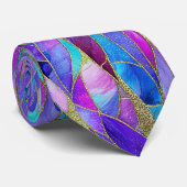 Purple and Blue Stained Glass Mosaic pattern Krawatte (Gerollt)