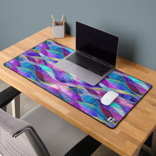 Purple and Blue Stained Glass Mosaic pattern Schreibtischunterlage (Büro 2)