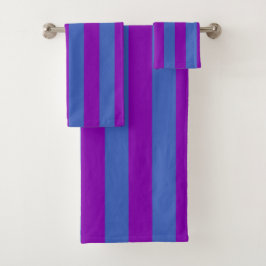 Purple and Blue Stripes Badhandtuch Set