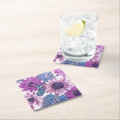 Purple and Blue Vintage Flower Art Rechteckiger Pappuntersetzer (Vor Ort)