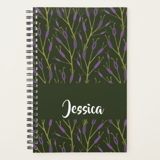 Purple and brown floral branches pattern planer (Vorderseite)