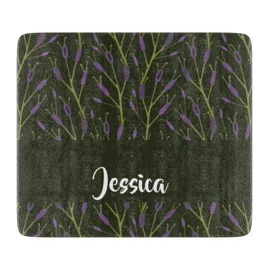 Purple and brown floral branches pattern schneidebrett (Vorderseite)