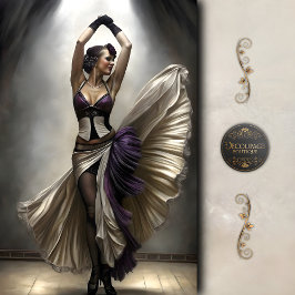 Purple and Cream Dancer in Spotlight Decouapage Seidenpapier