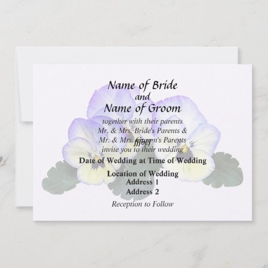 Purple and Cream Pansies Einladung (Vorderseite)