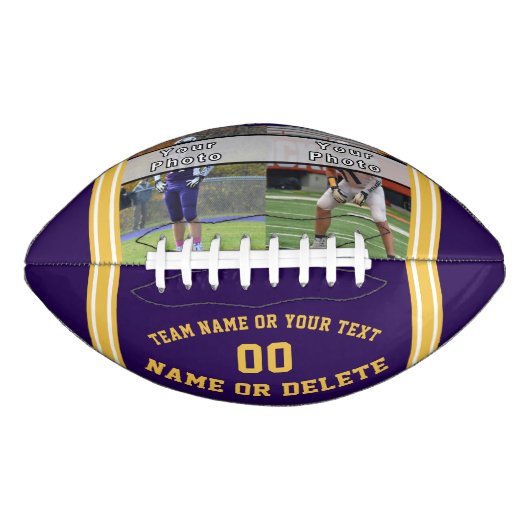 Purple and Gold 2 Photos, Personalized Football (Vorderseite)