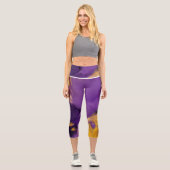 Purple and Gold Abstract Capri Leggings (Vorderseite)