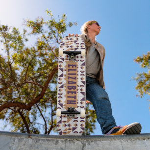 Purple and gold Aesthetic abstract Pattern Skateboard