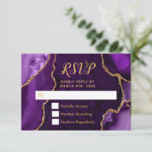 Purple and Gold Agate Marble RSVP Karte (Stehend Vorderseite)