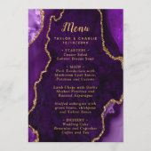 Purple and Gold Agate Marble Wedding Menükarte (Vorderseite)