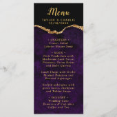 Purple and Gold Agate Marble Wedding Menükarte (Vorderseite)