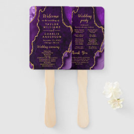 Purple and Gold Agate Wedding Program Fächer